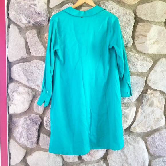 SOFT SURROUNDINGS Green Tencil Tunic Shirt Dress - Picture 7 of 7